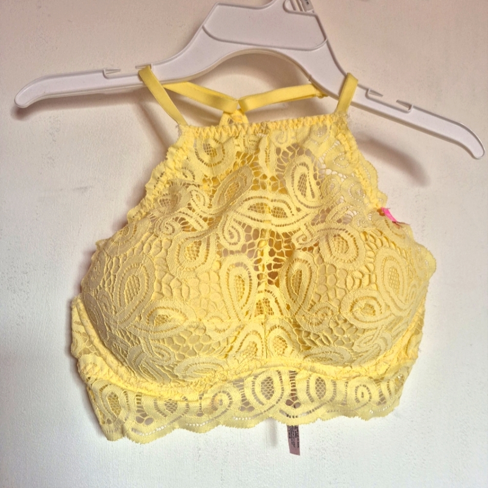 Victoria Secret Yellow Lace Halter Bralette